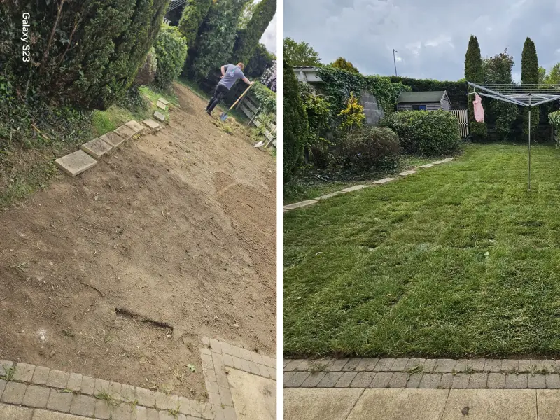 Before and after lawn turfing service